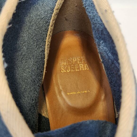 Jasper and Jeera Yuma Blue Suede Ankle Desert Boots Size 40 US 9 Lace Up Heel - Picture 3 of 9